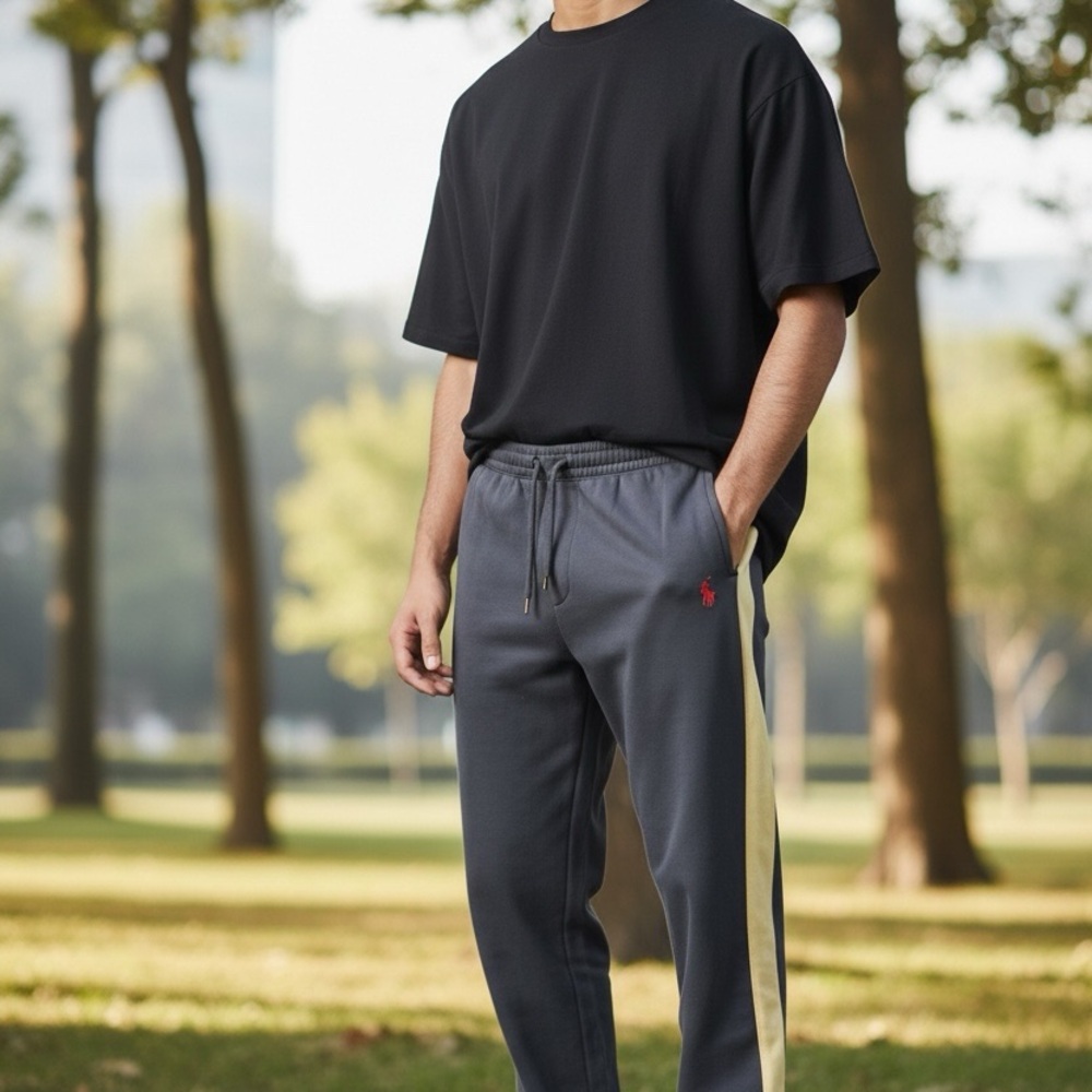 Polo by Ralph Lauren Charcoal Joggers with Yellow Side Stripe